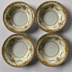 Noritake Camilla Small Bowls Set Of 4 Bone China 5.67” Ivory Gold Trim EUC Vtg
